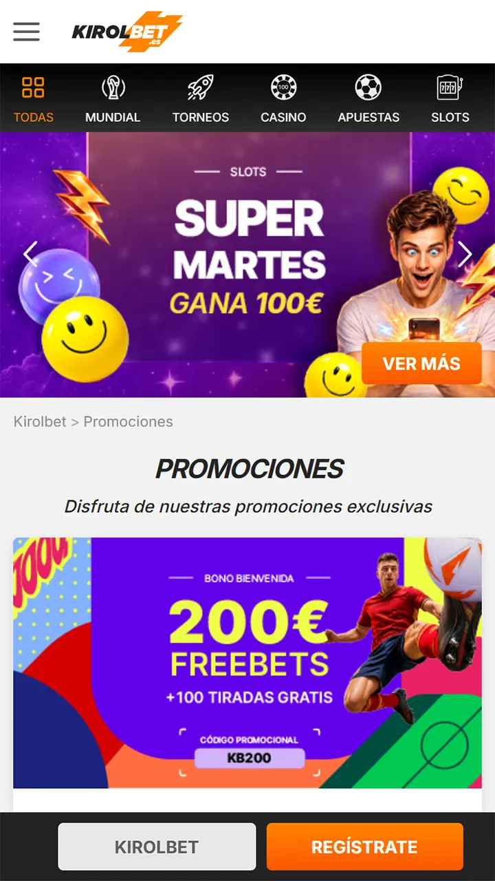 Echa un vistazo a las promociones disponibles en la aplicación de Kirolbet.