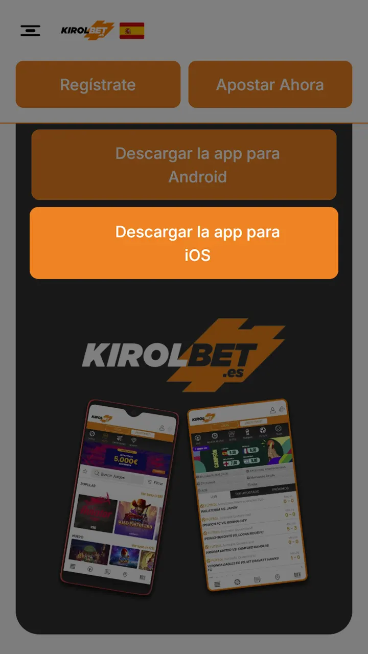 Haz clic en el botón de descarga de Kirolbet y descárgate la aplicación para iOS.