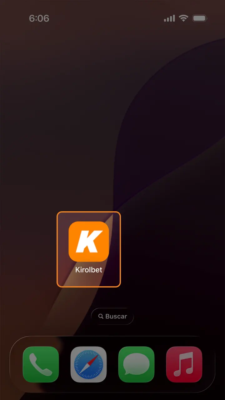 Abre la aplicación de Kirolbet en tu dispositivo y regístrate.