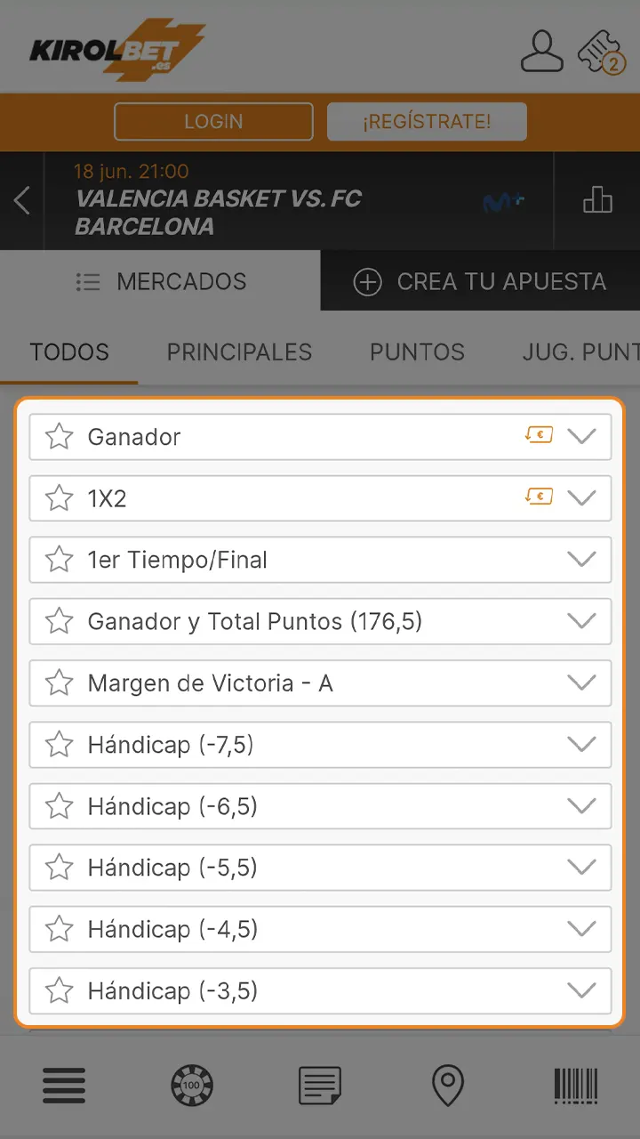 Echa un vistazo a las opciones de apuestas en Kirolbet.
