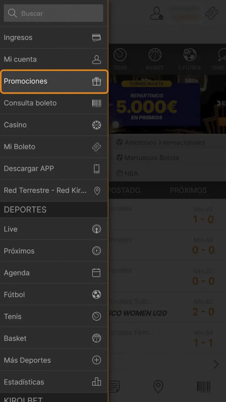 Verifique el saldo de su cuenta de juego una vez que el bono se acredita automáticamente en Kirolbet.