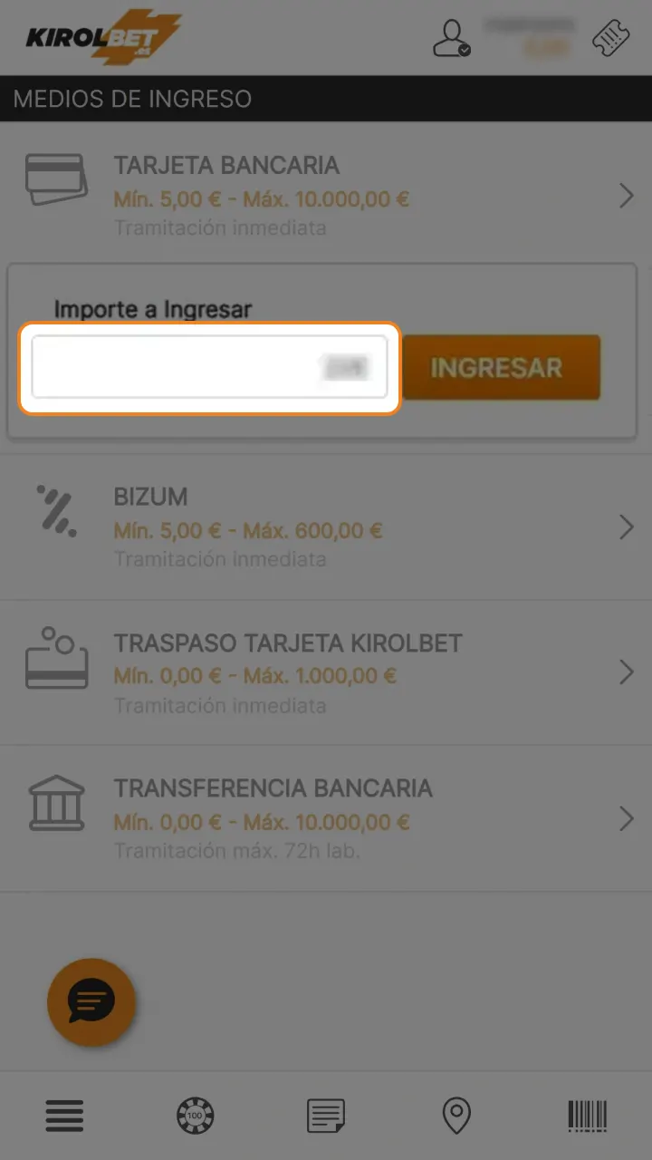 Indica tus datos bancarios para recibir el bono de Kirolbet.