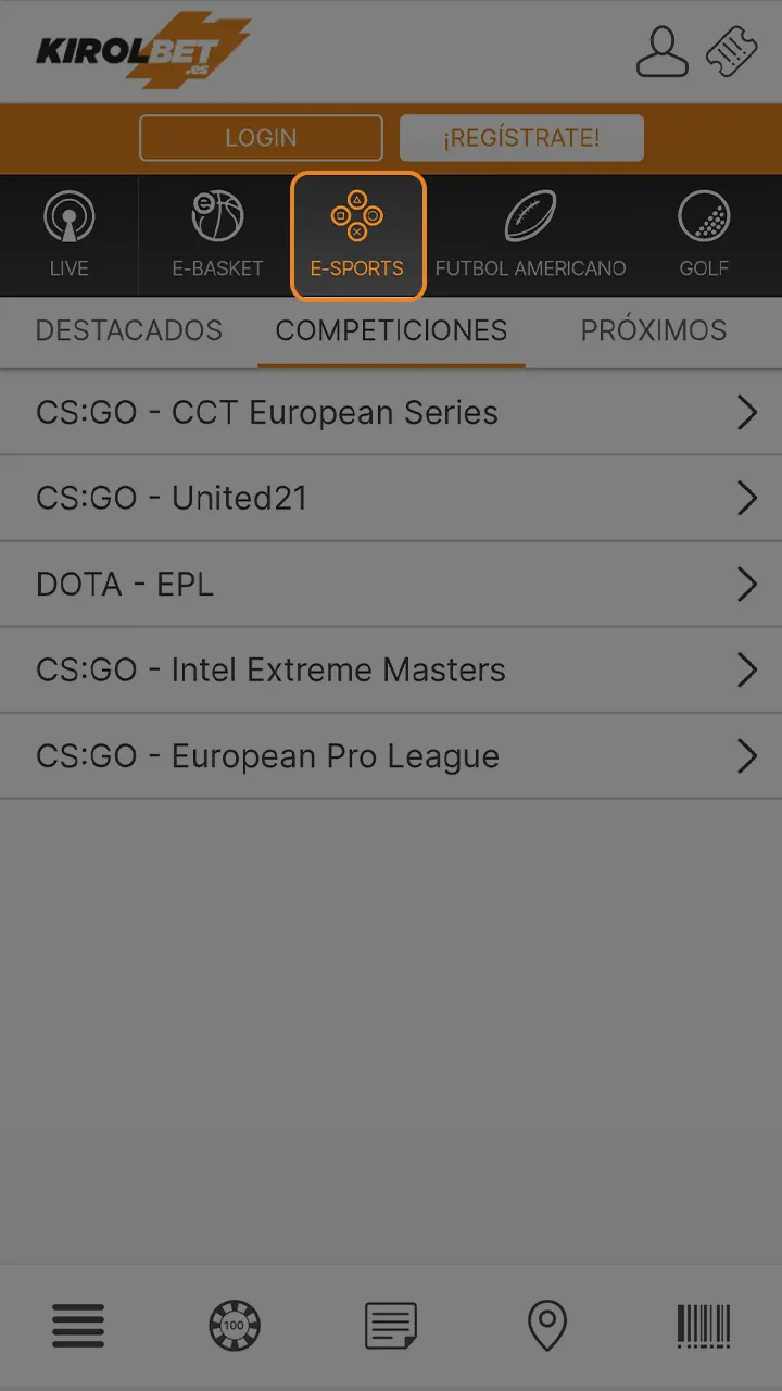 Entra en la sección de deportes electrónicos y haz tu apuesta en Kirolbet.