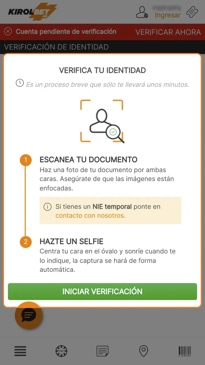 Verifica tu cuenta para poder apostar en fútbol en Kirolbet.