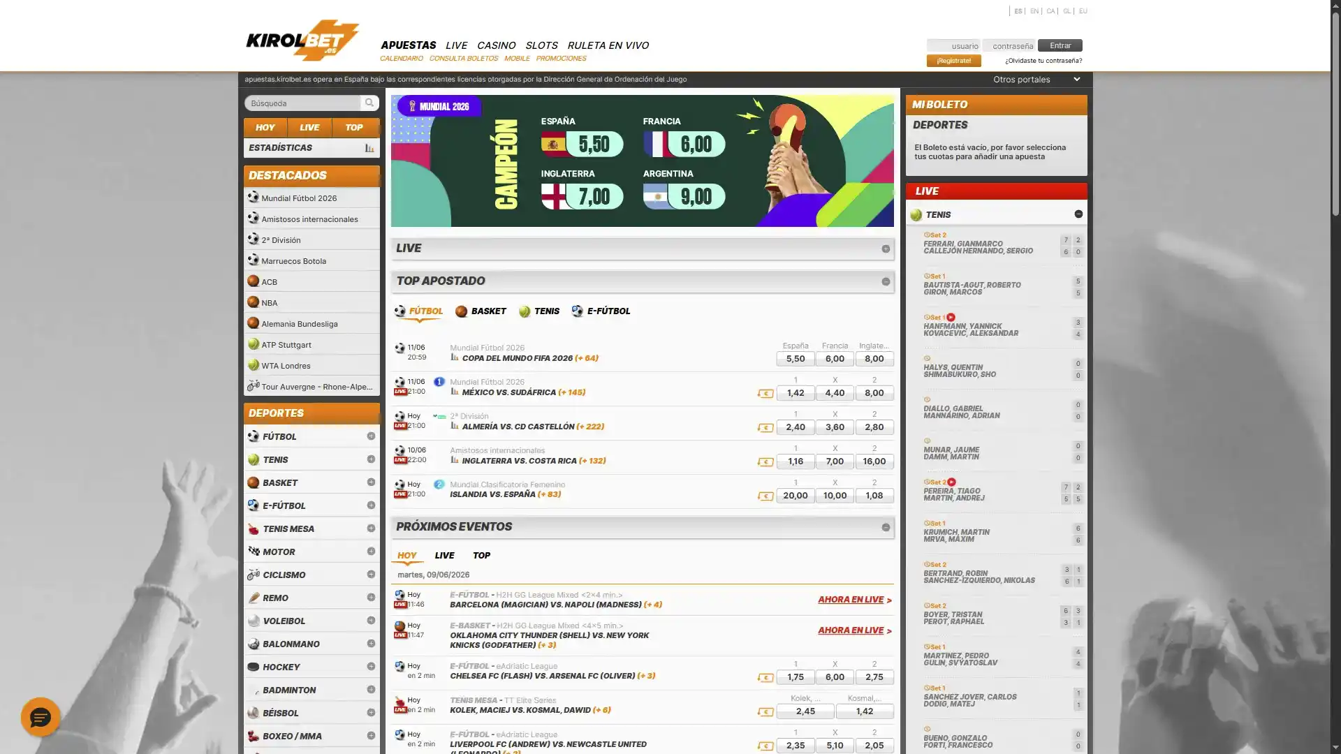 Únete a Kirolbet y disfruta de las apuestas y los juegos.