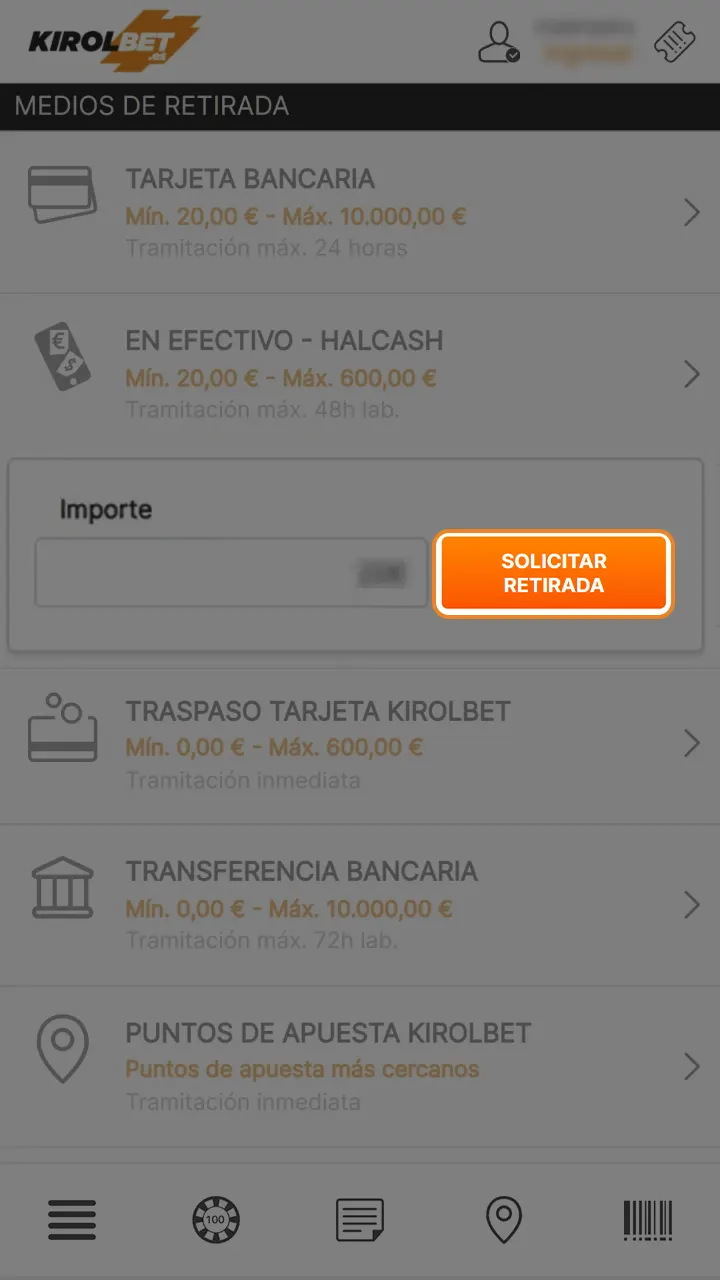 Haga clic en finalizar y envía la solicitud y espera la confirmación en Kirolbet.