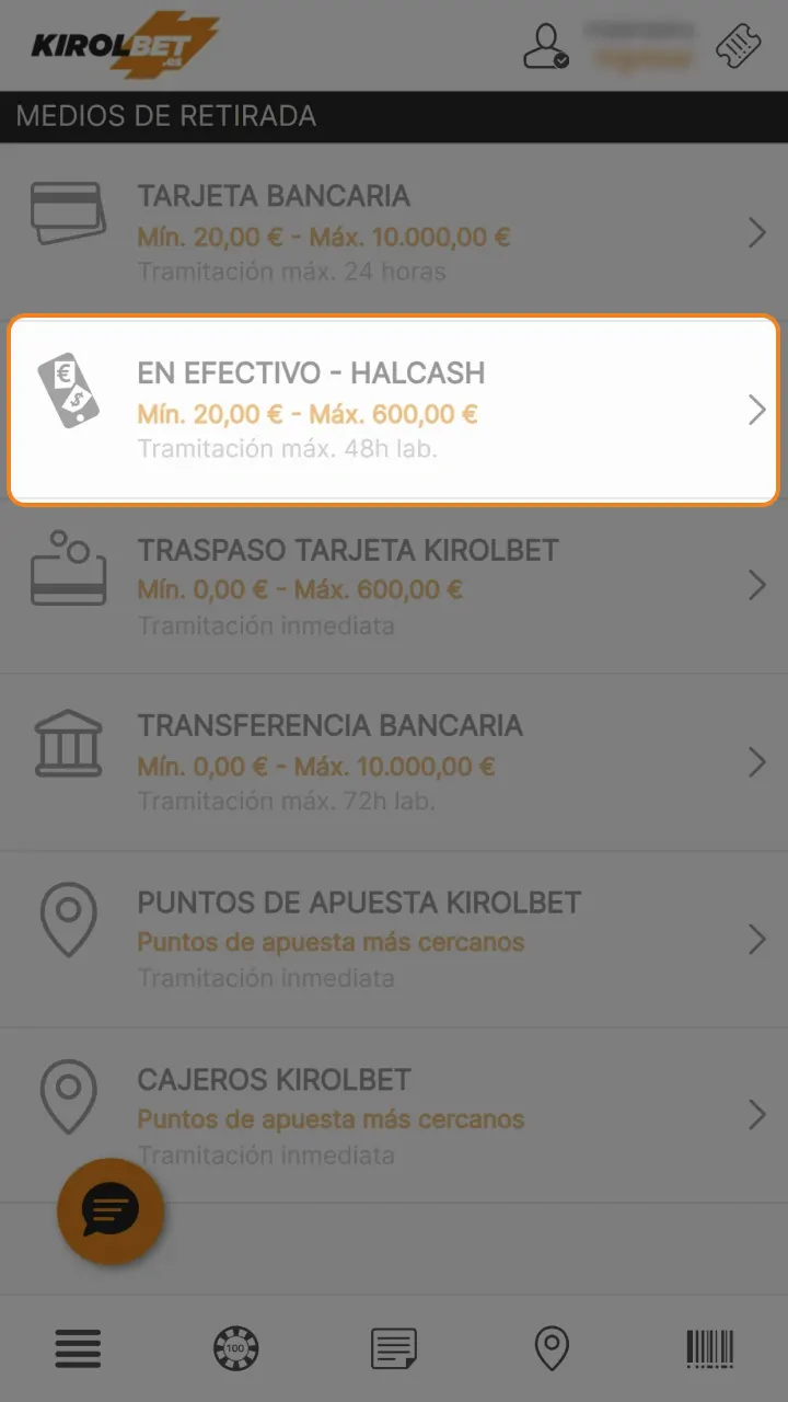 Elige el método de retirada de fondos en Kirolbet.