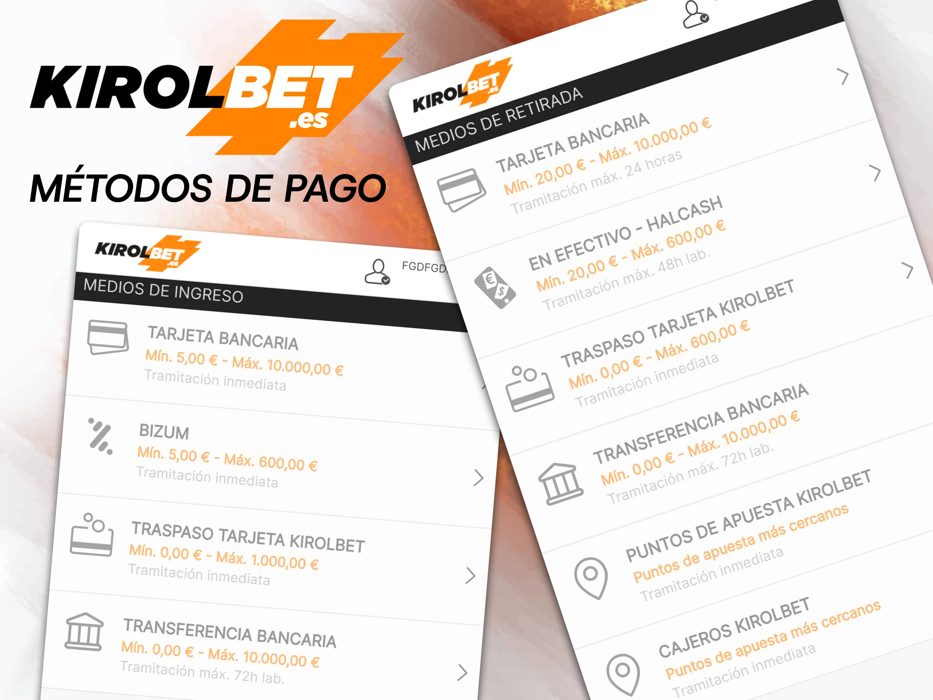 Gestiona tus fondos de forma rápida y cómoda con los métodos de pago de la aplicación Kirolbet.