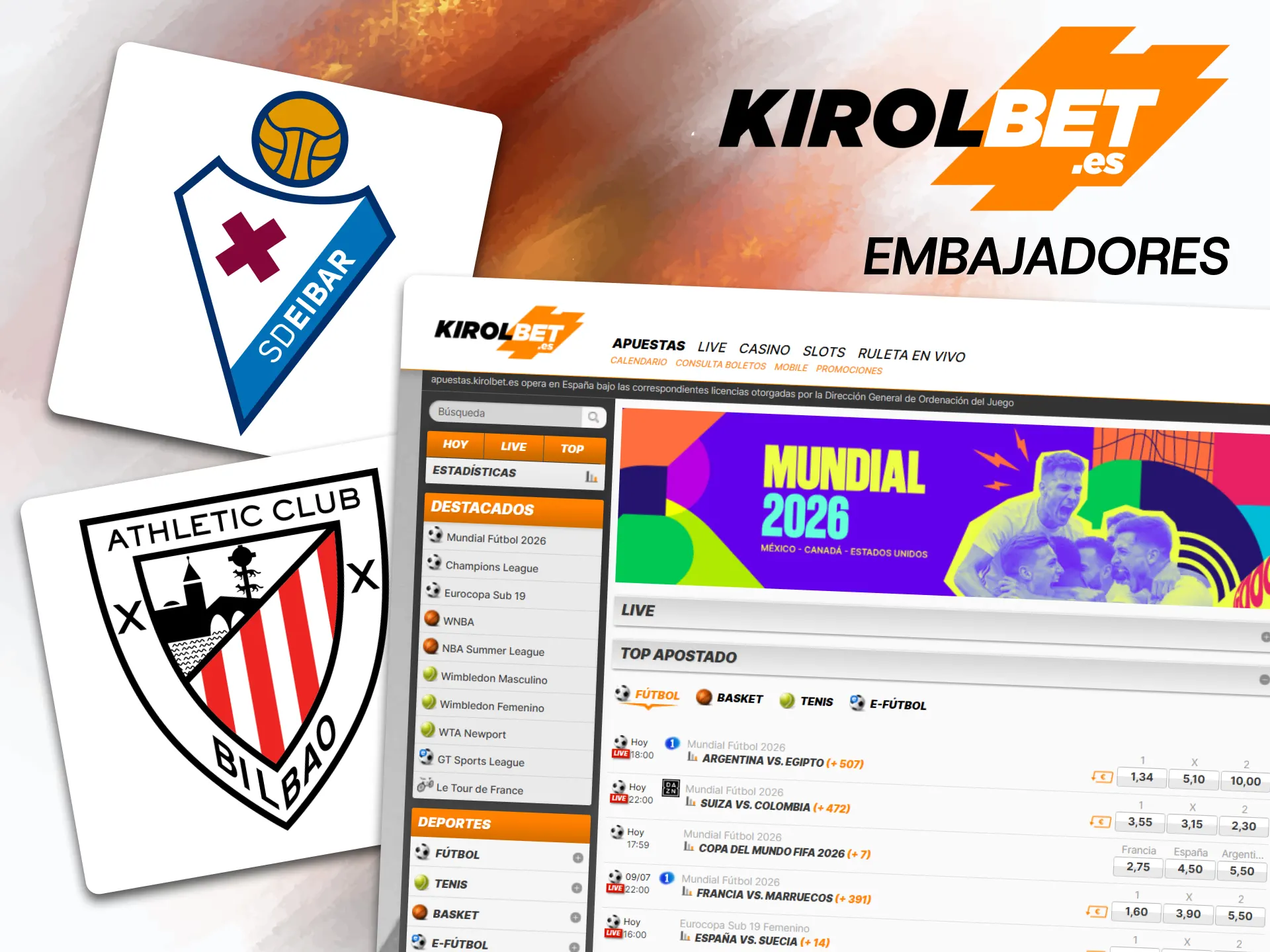 Infórmate sobre los embajadores y el programa de afiliados en la página web de Kirolbet.
