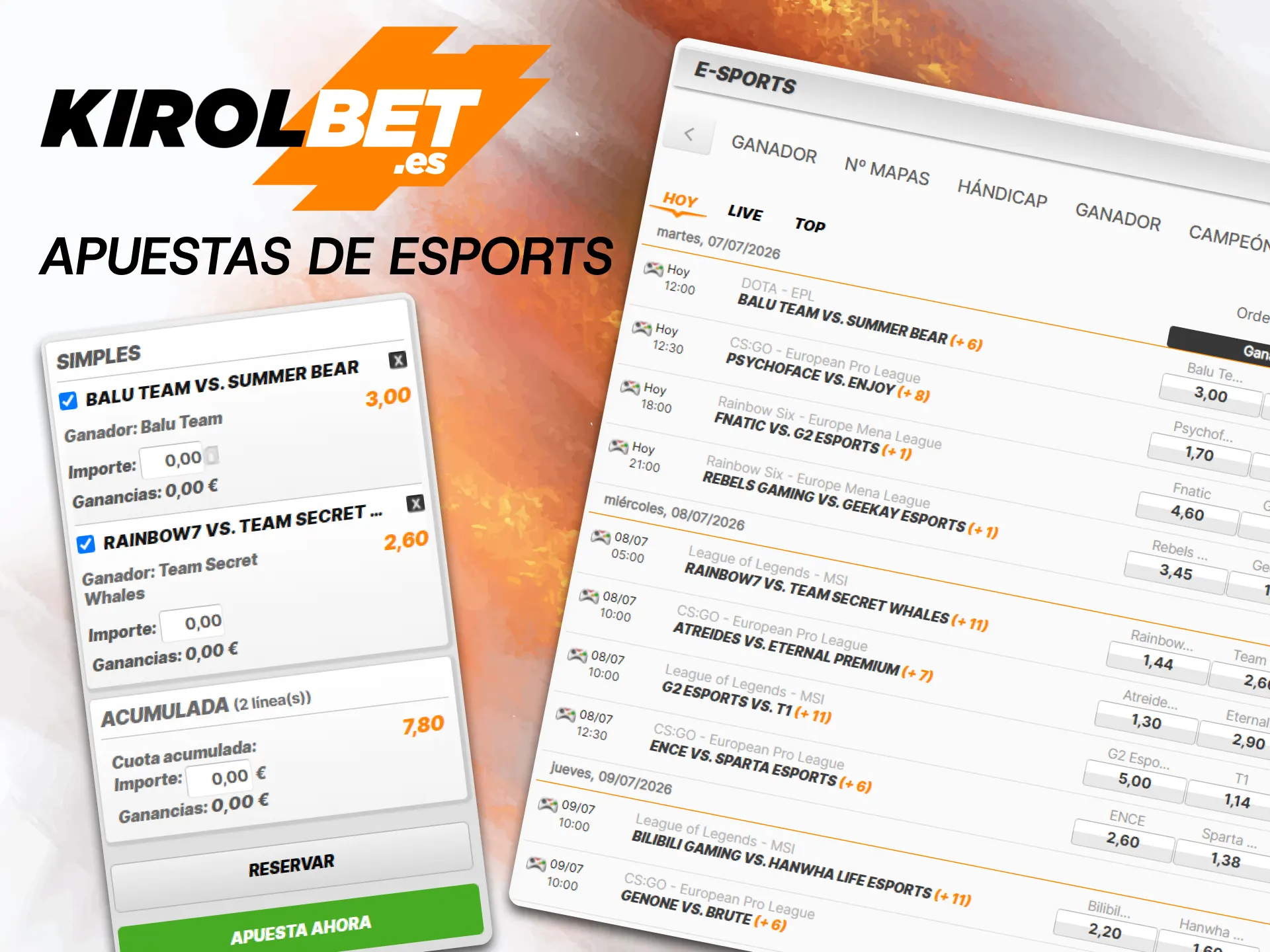 Adéntrate en el mundo de los videojuegos competitivos apostando por los eSports en Kirolbet y sigue los mejores torneos.