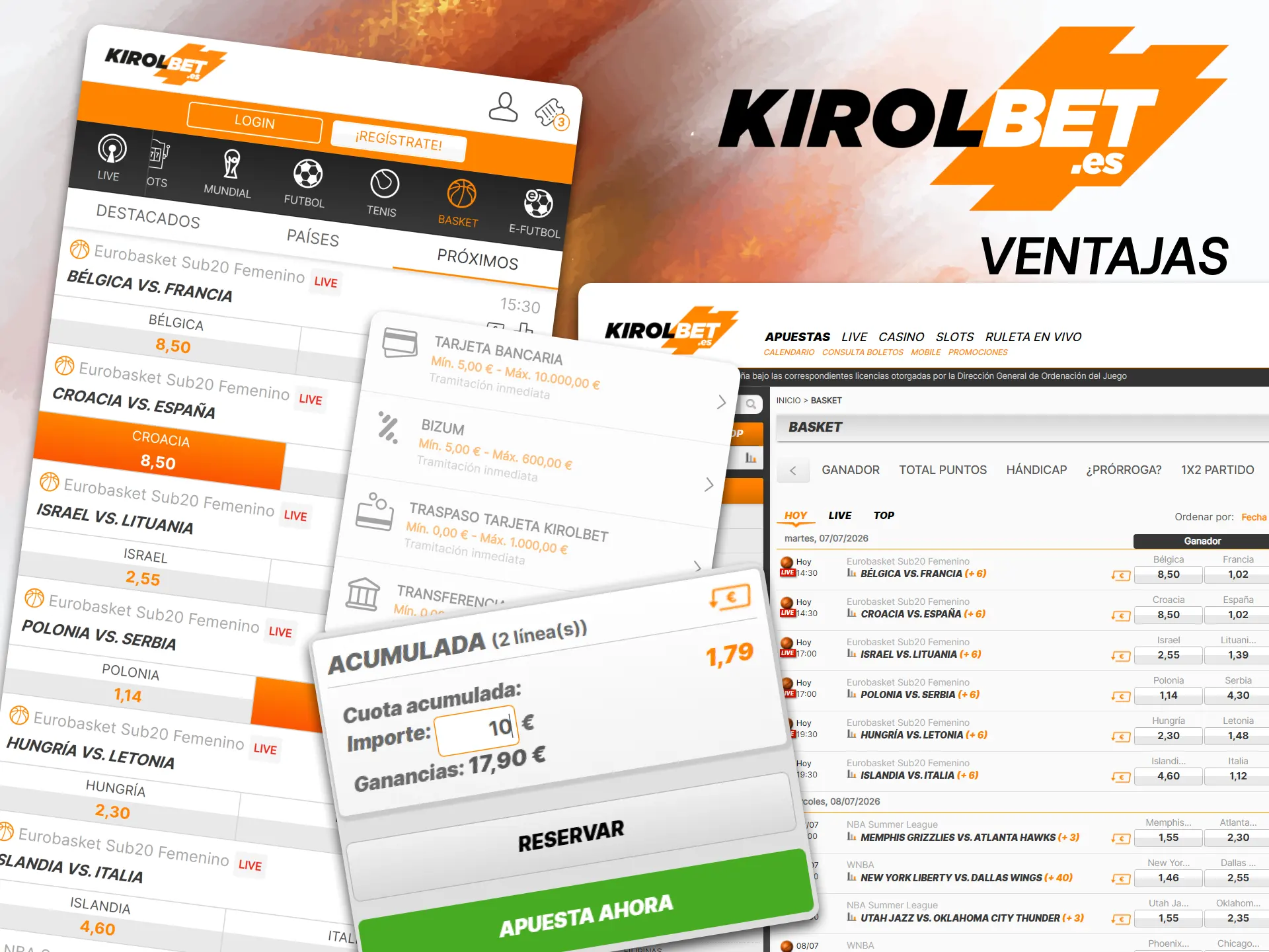 Descubre las numerosas ventajas de las apuestas de baloncesto en Kirolbet, como las cuotas mejoradas para los partidos y una amplia selección de mercados.