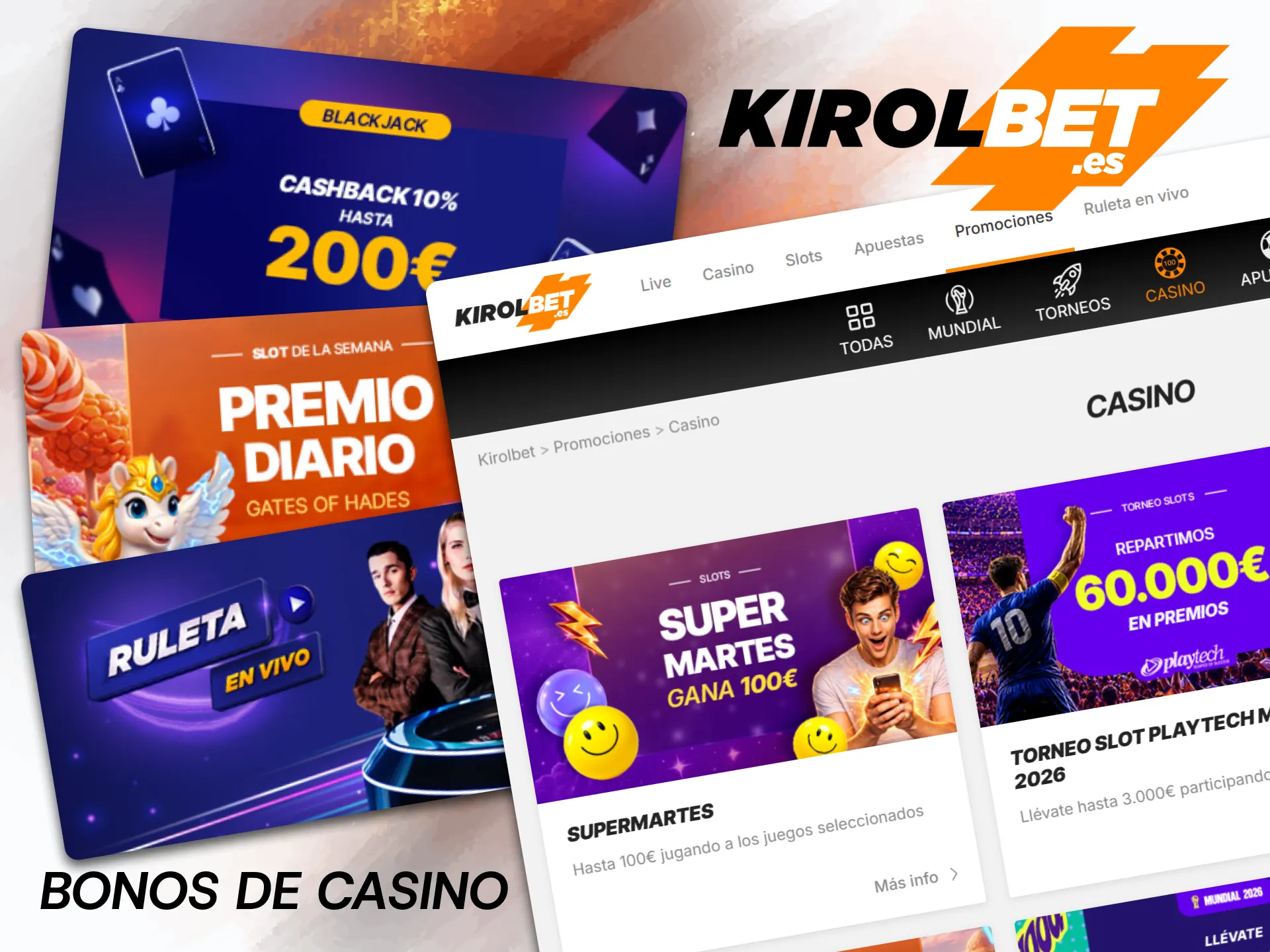 Disfruta aún más de las tragaperras y de las mesas con crupieres en vivo aprovechando las bonificaciones del casino Kirolbet.