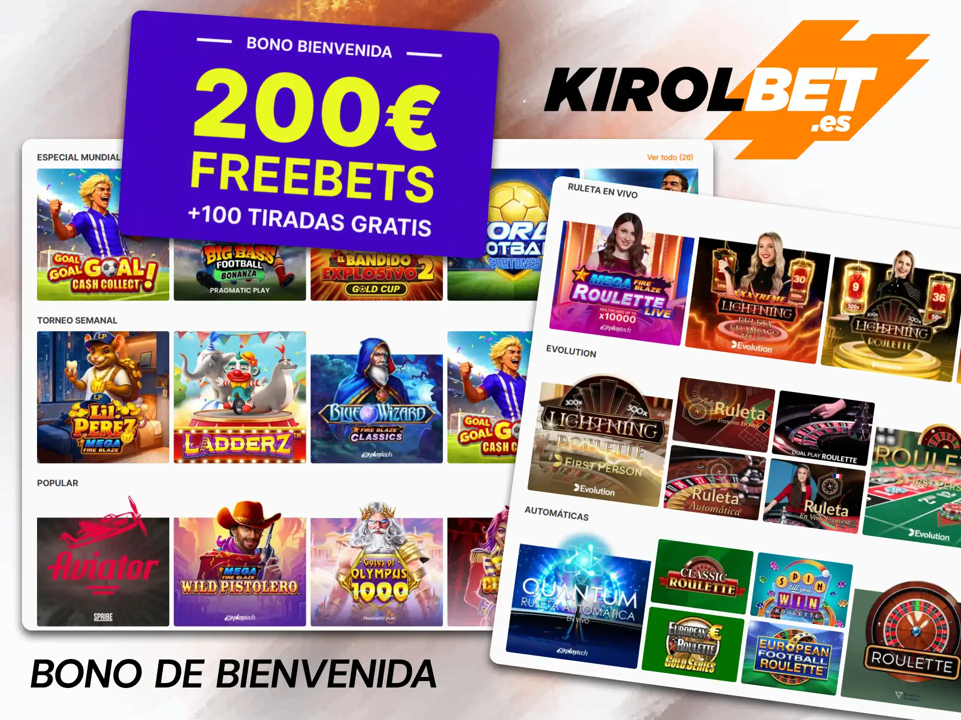 Regístrate en la plataforma utilizando el código promocional oficial y activa el bono de bienvenida en el casino Kirolbet.
