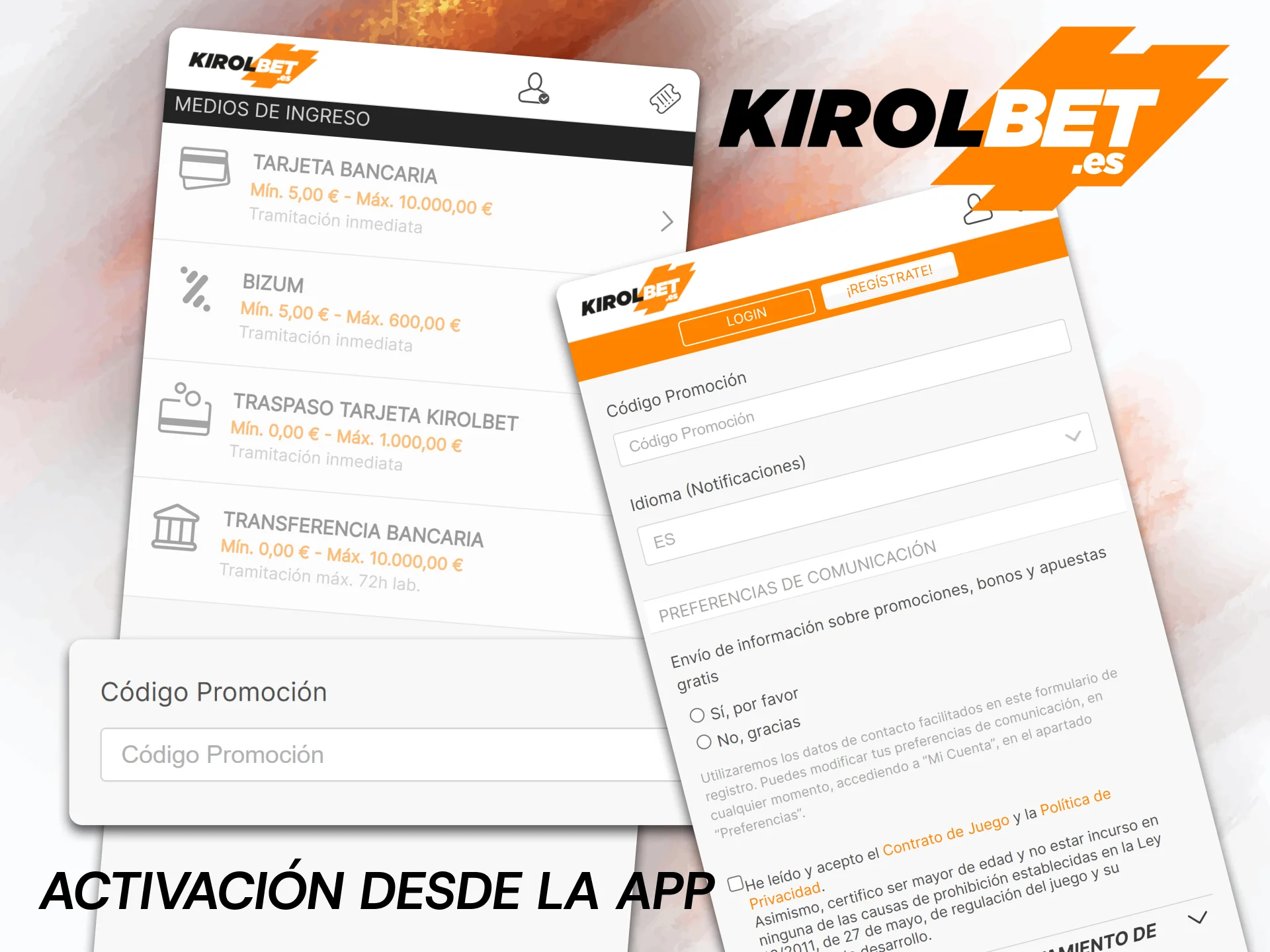 Descubre cómo canjear el código promocional en la aplicación móvil de Kirolbet.
