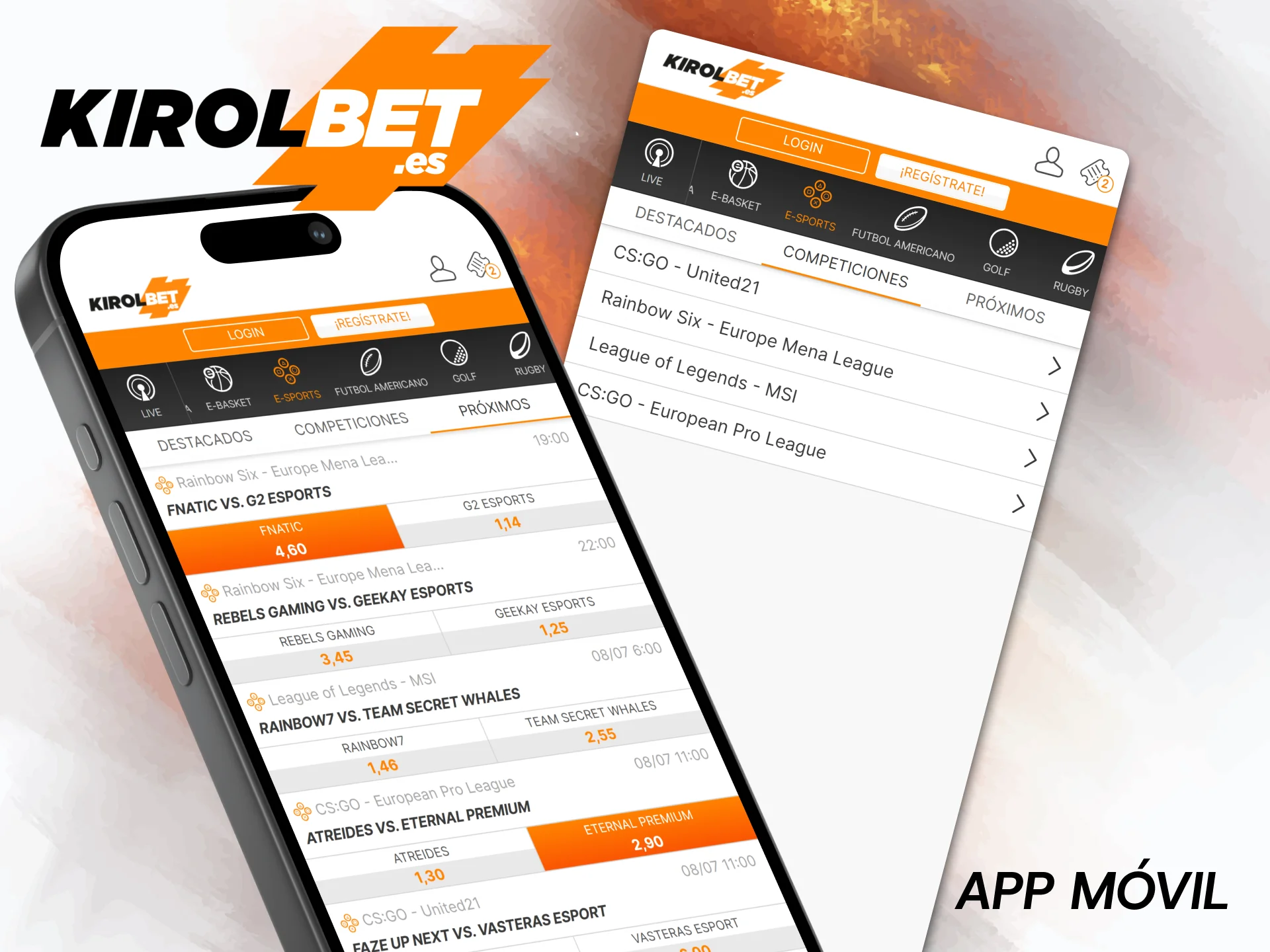 Sigue las retransmisiones en directo y actualiza tus boletos de apuestas apostando en eSports a través de la aplicación móvil de Kirolbet.
