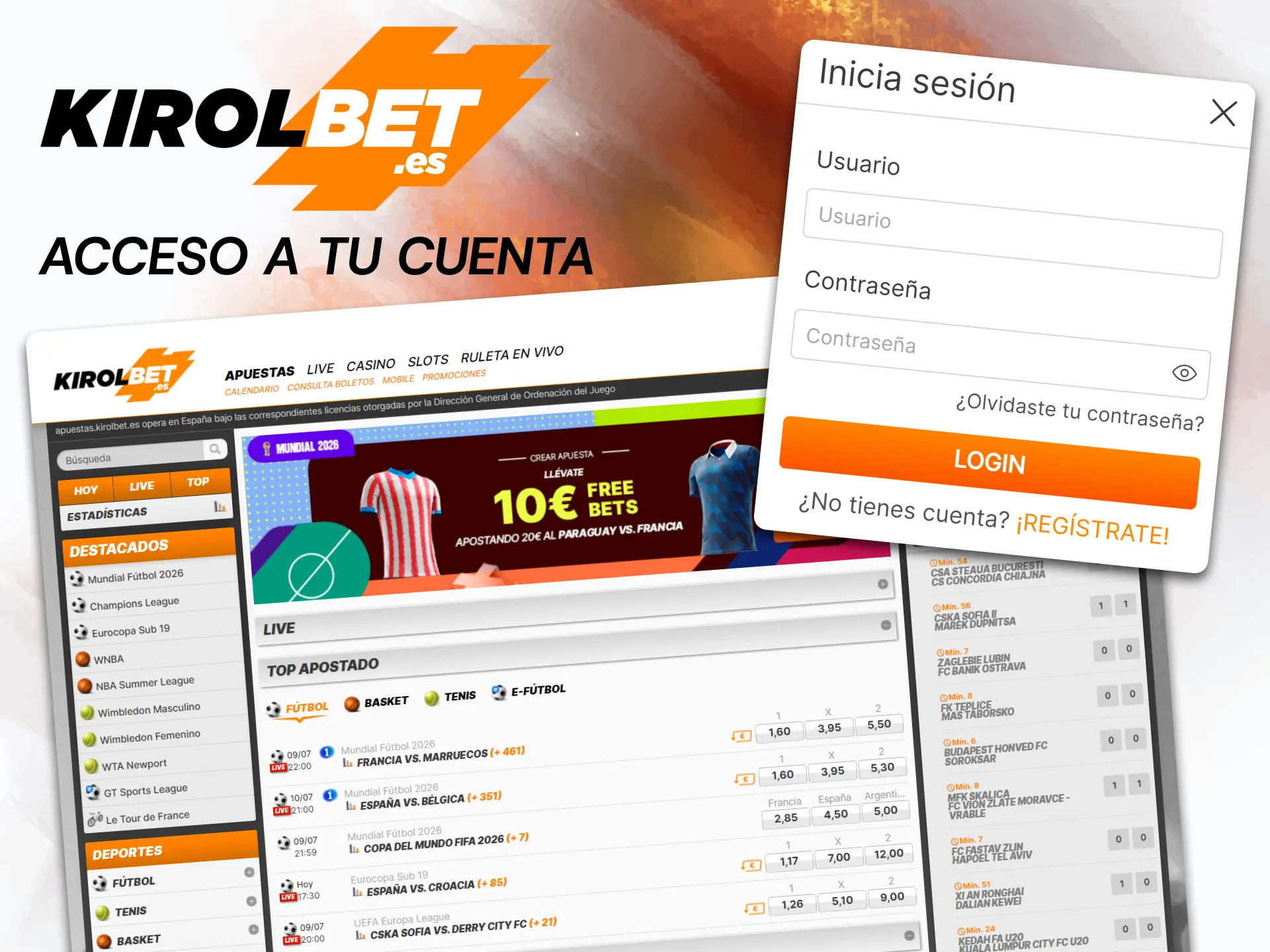 Descubre cómo acceder al instante a tu cuenta de Kirolbet introduciendo tus datos de acceso.