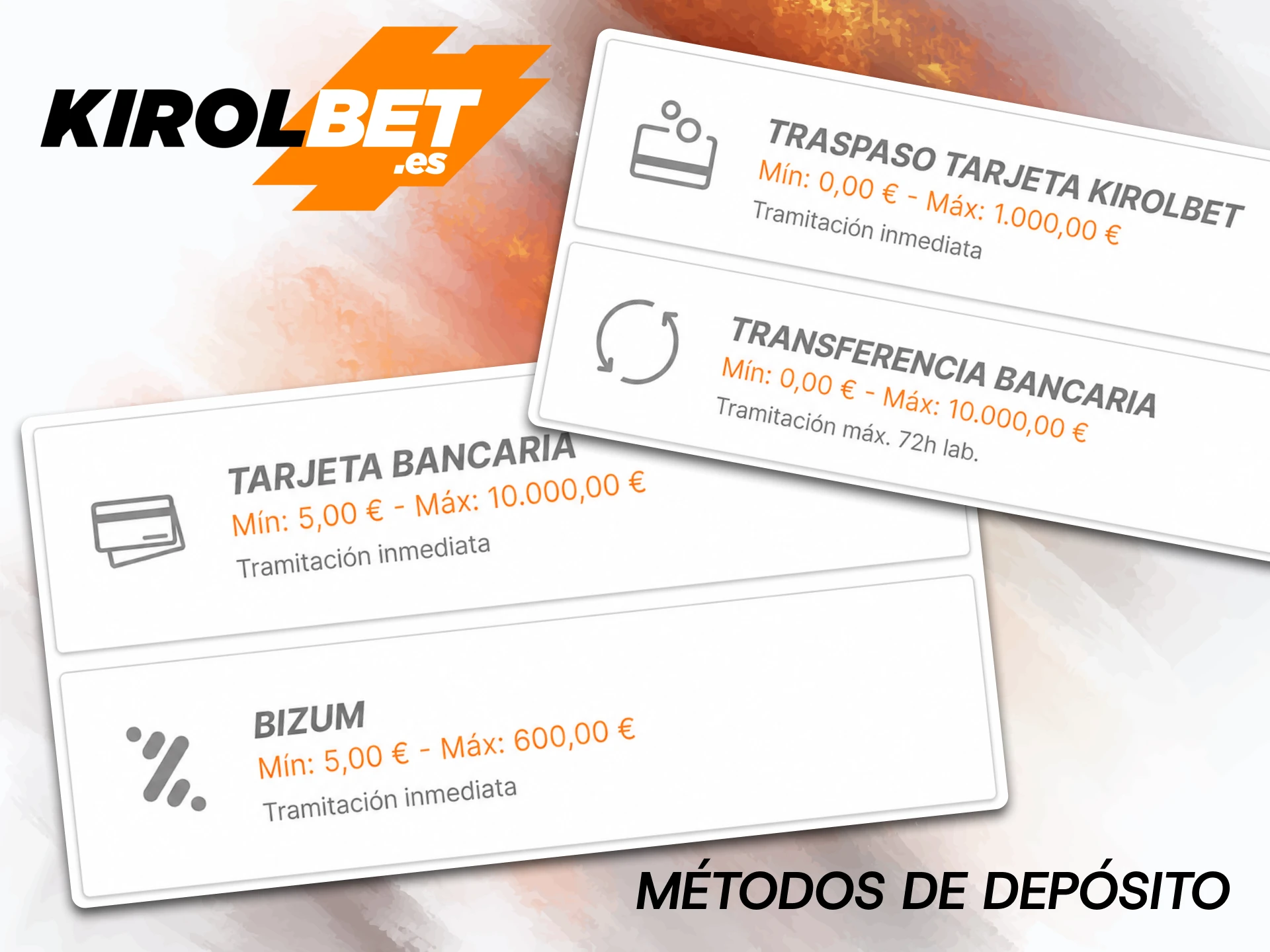 Realiza transacciones seguras e instantáneas utilizando los métodos de recarga más populares en Kirolbet.
