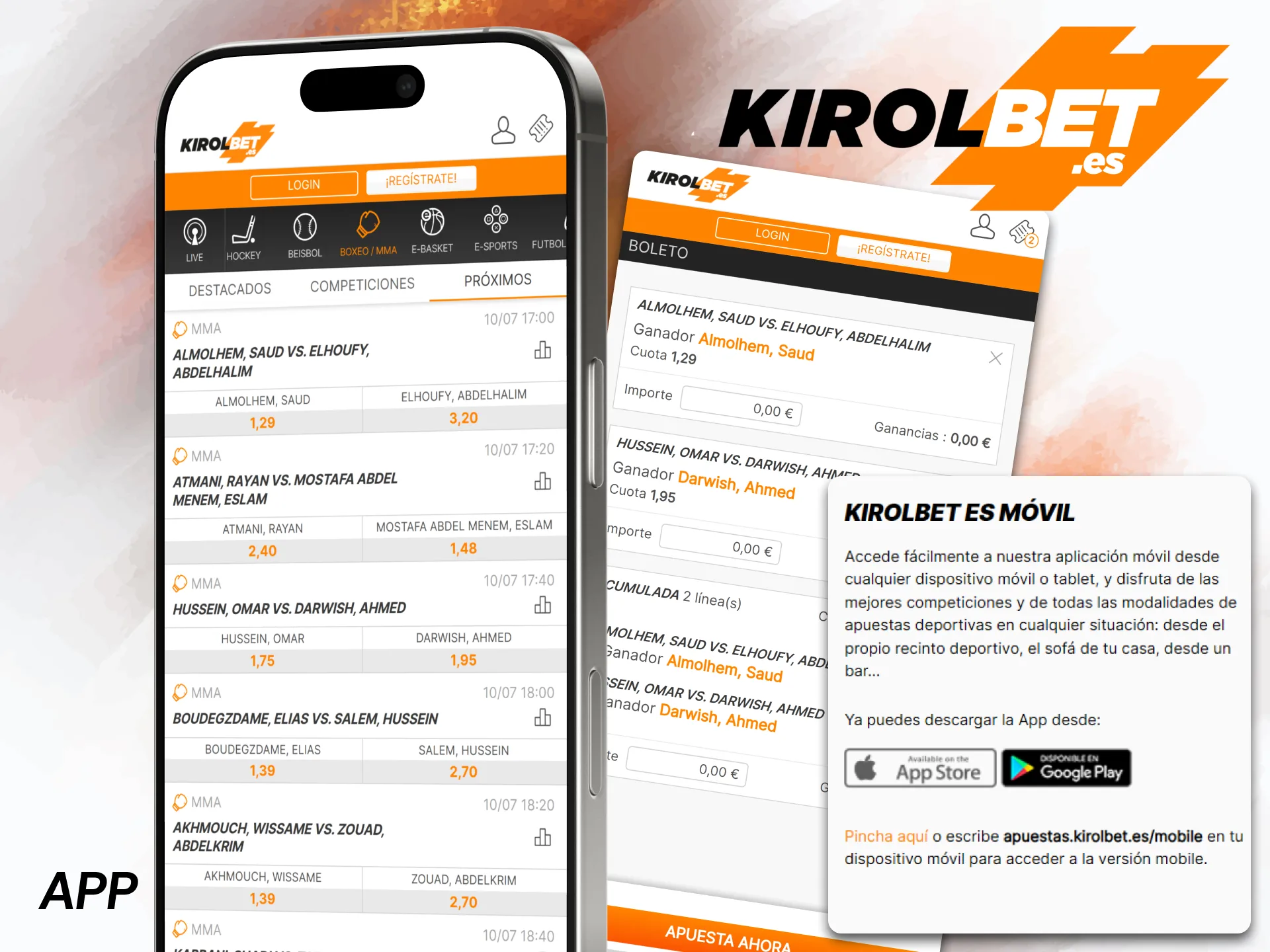 Sigue cada combate directamente desde tu móvil instalando la aplicación Kirolbet.