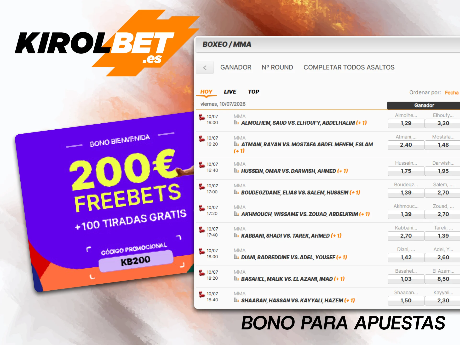Consigue un bono activando la promoción de apuestas en MMA en Kirolbet.