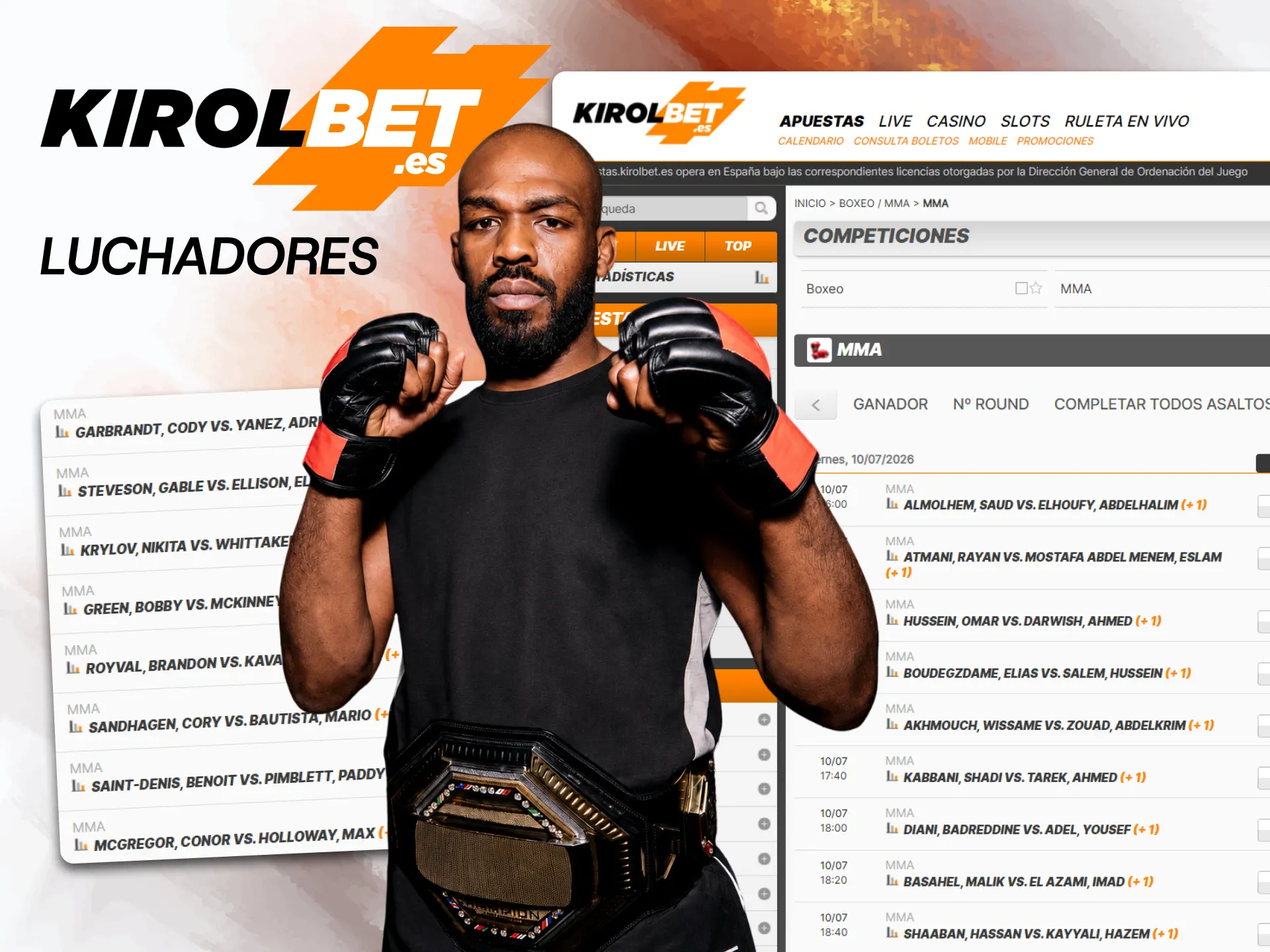 Analiza las estadísticas y las cuotas de las apuestas sobre los luchadores de MMA más populares para apostar en Kirolbet.