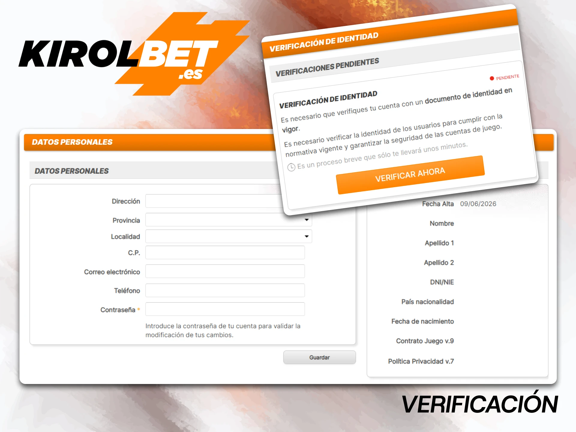 Sube tus documentos para completar el proceso de verificación de tu cuenta en Kirolbet.