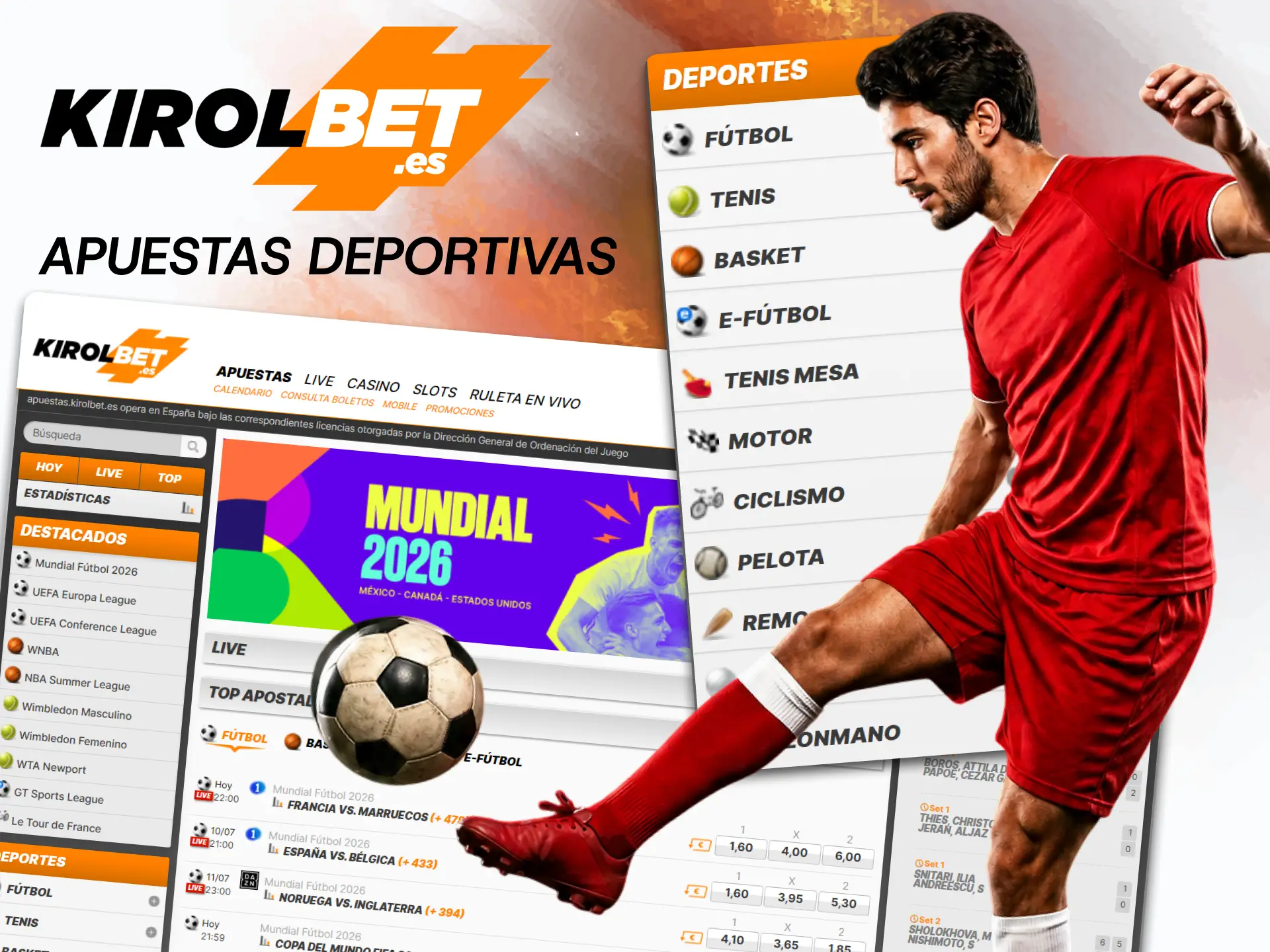 Echa un vistazo a la sección de apuestas deportivas de Kirolbet, donde encontrarás cuotas muy interesantes en más de veinte deportes.