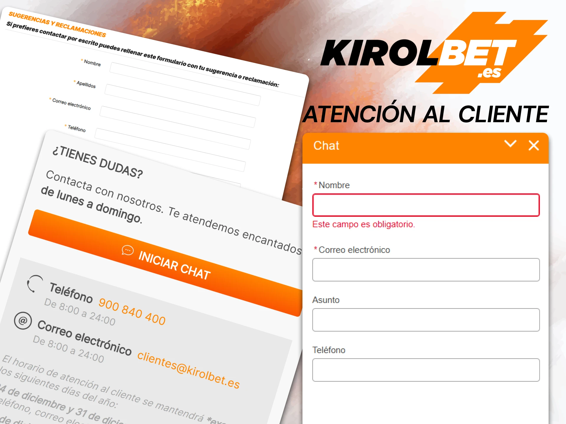 Resuelve cualquier duda sobre pagos o reglas del juego utilizando los canales de atención al cliente directa de Kirolbet.