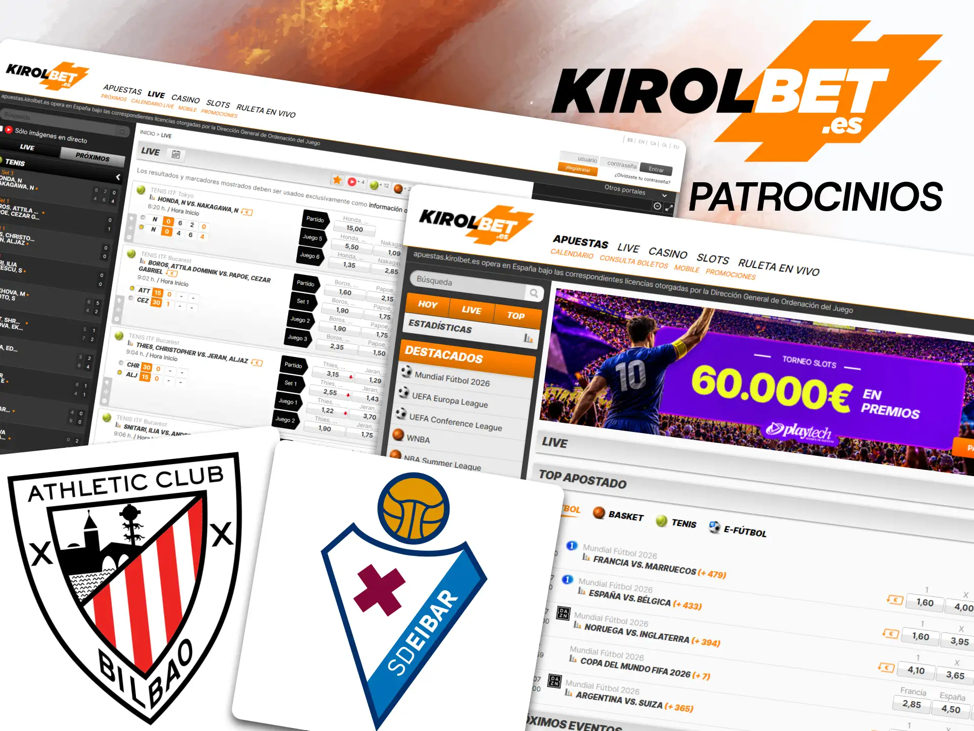 Revise los patrocinios y acuerdos comerciales de Kirolbet en España.