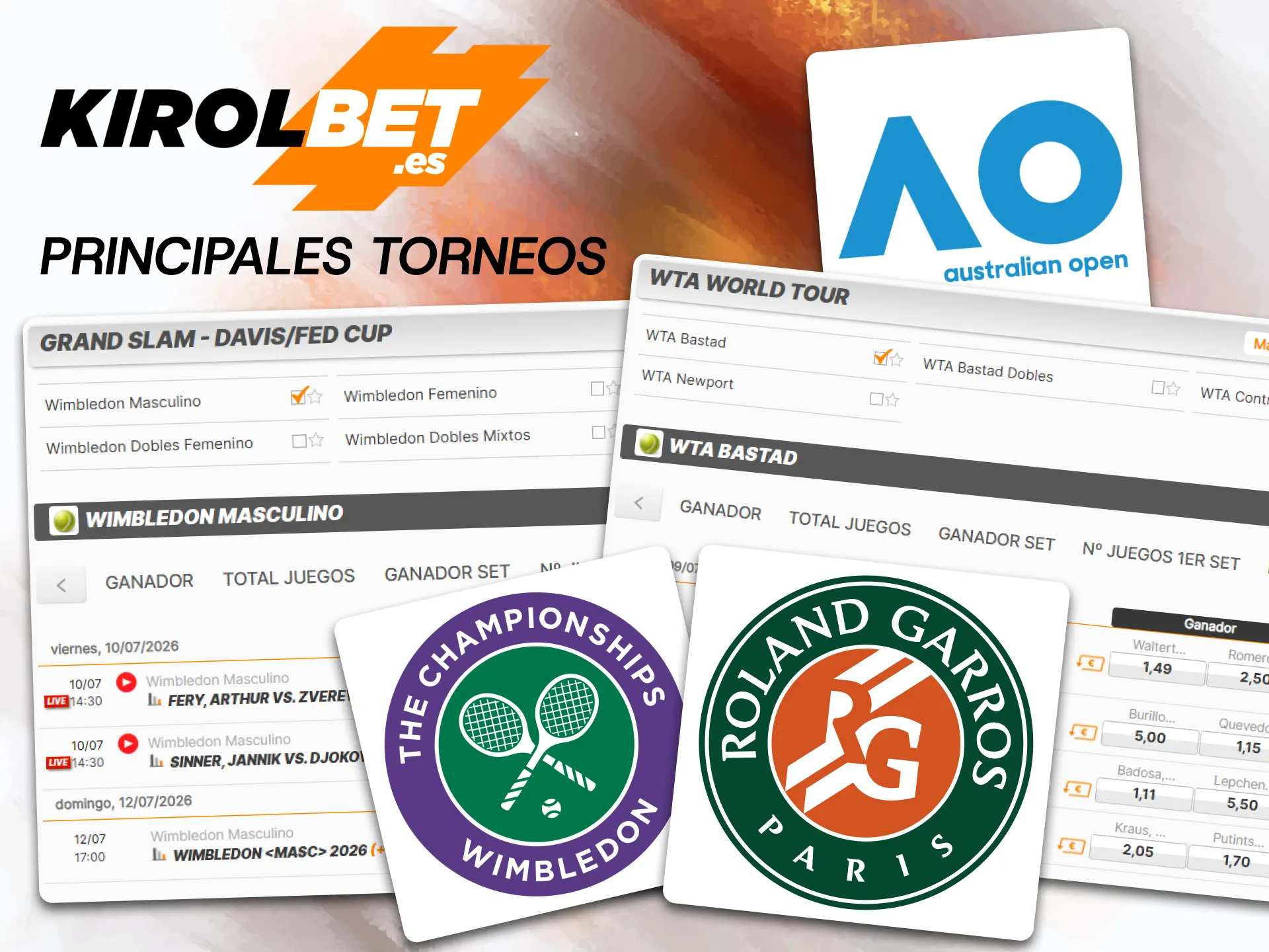 Explora los mejores torneos de tenis disponibles en Kirolbet.